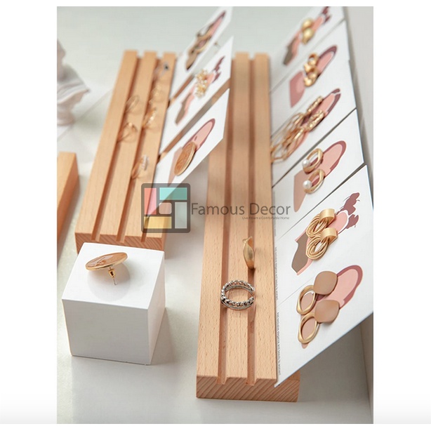 Tempat Perhiasan Rustic Display Holder Stand Kartu Anting Aksesoris Cincin Dan Kalung