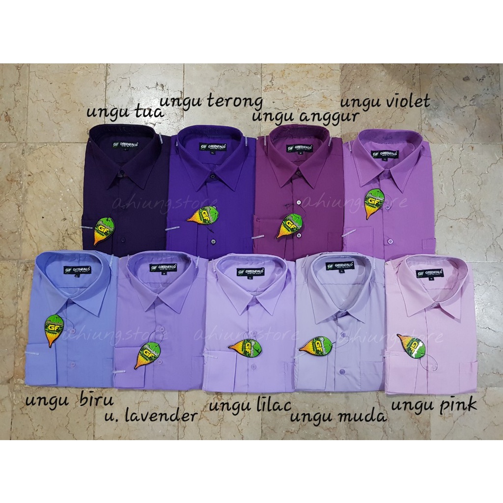 KEMEJA PRIA GREENFALO - KEMEJA POLOS LENGAN PANJANG PRIA WARNA UNGU TUA / UNGU TERONG / UNGU ANGGUR / UNGU VIOLET / UNGU BIRU / LAVENDER / UNGU LILAC / UNGU MUDA / UNGU PINK