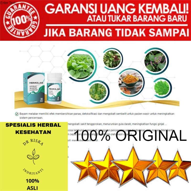 100% ASLI Hemolab/Obat Herbal/Wasir/BPOM