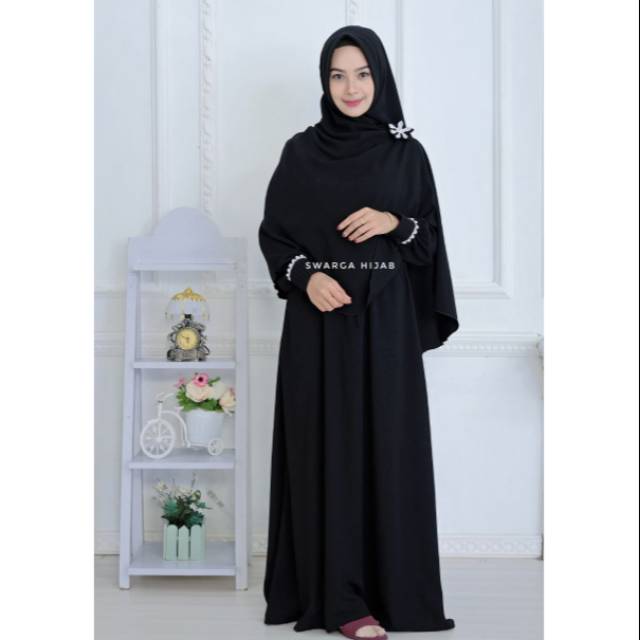Set Gamis Zahrani Hitam by Swarga hijab