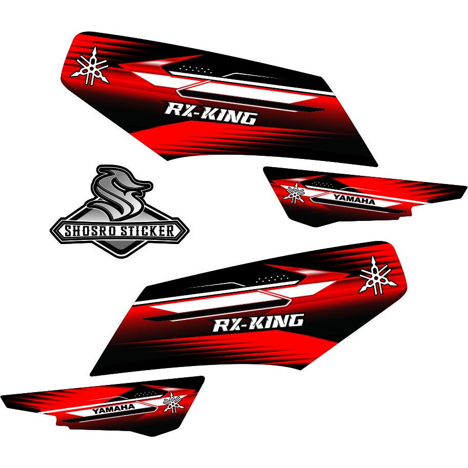STRIPING / STICKER VARIASI ALL YAMAHA RX-KING MOTIF RACING STYLE MERAH HITAM LIST PUTIH/ NEW STICKER