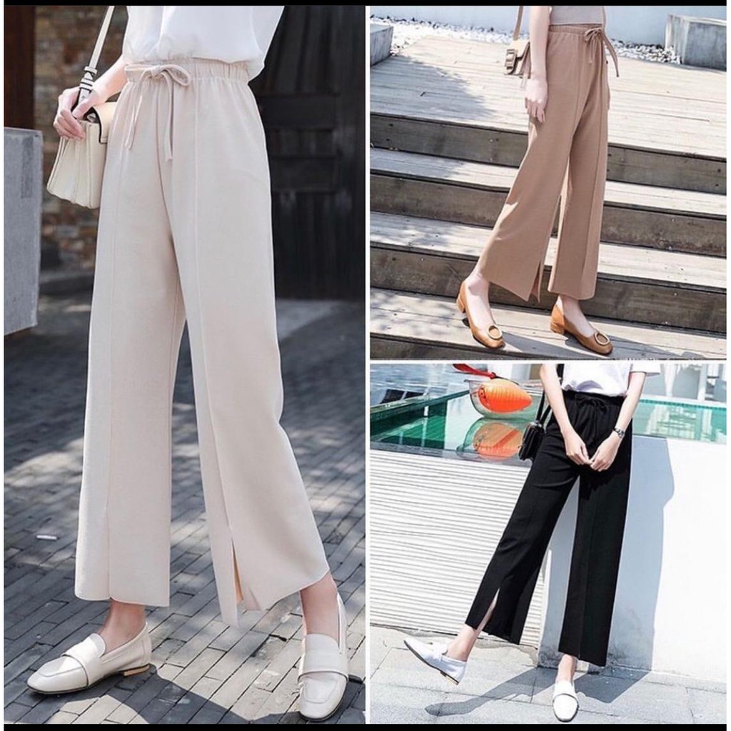 Ivy Pant Pusatgrosir_solo/ Celana Kulot Mosscrepe Polos Premium Termurah Hits Selebgram Kekinian