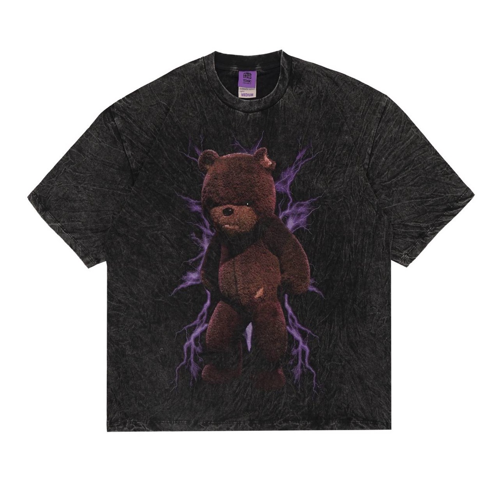 KAOS OVERSIZED WASHED TOXIC BEAR 2 BLACK TEES SHIRT
