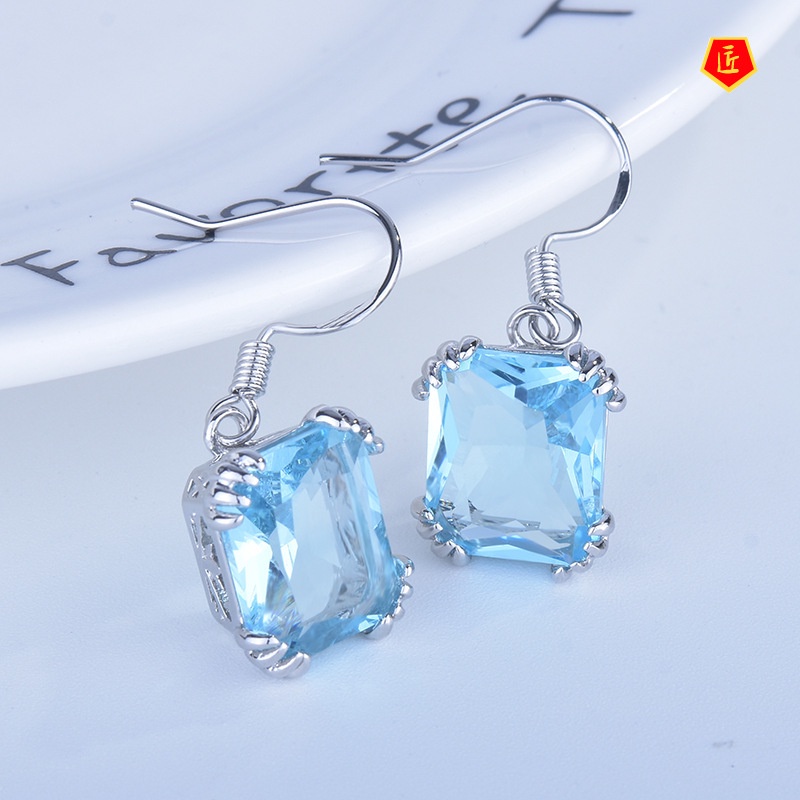 [Ready Stock]Simple Elegant Vintage Inlaid Gemstone Earrings