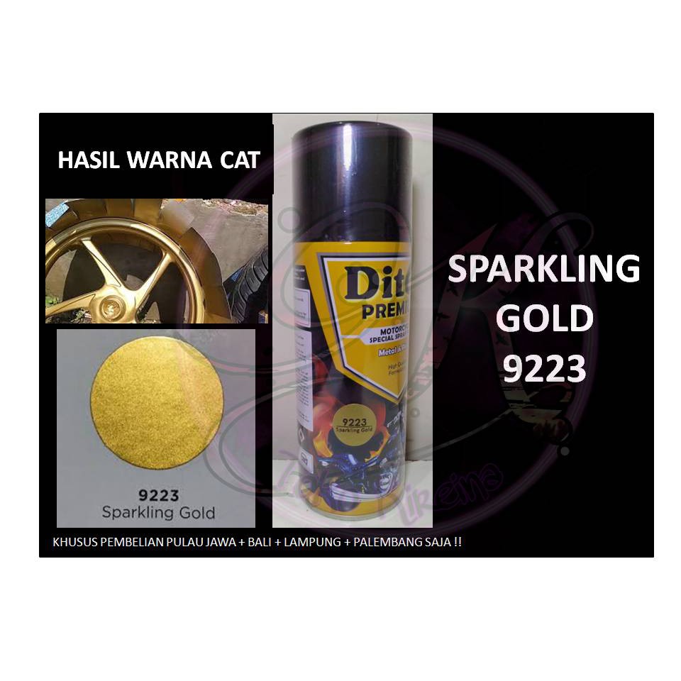 Cat Pilox Diton Premium 9223 Sparkling Gold 400cc Emas muda Metalik Pylox Pilok Sepeda Motor Mobil