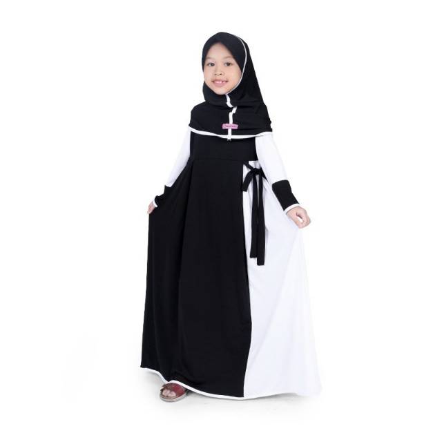 Baju gamis Jersey hitam putih