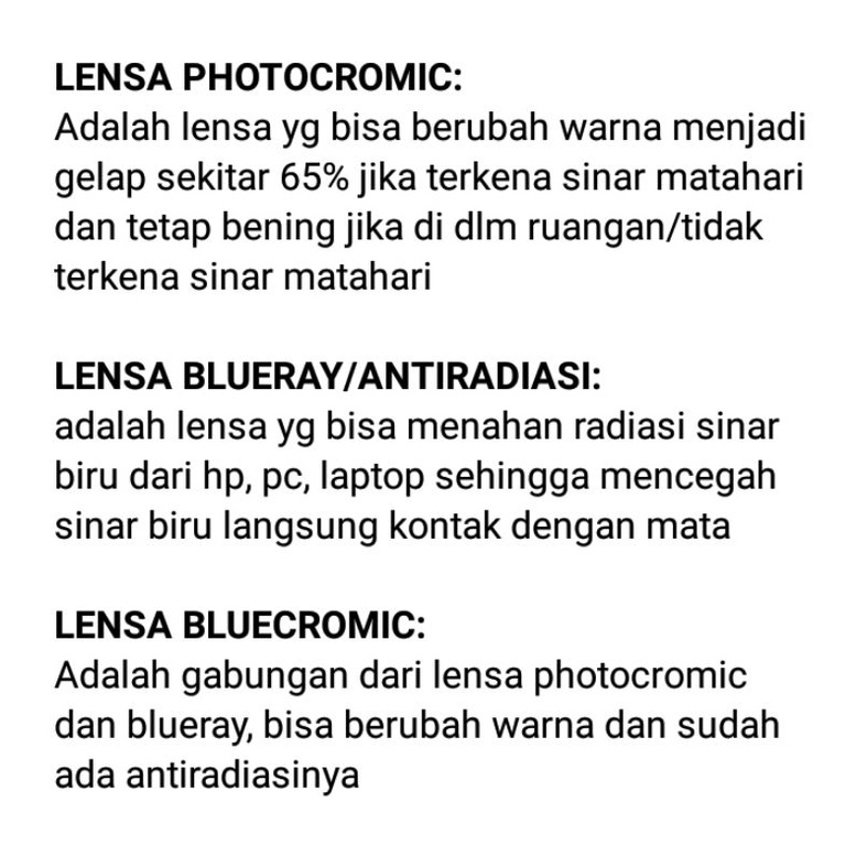 Kacamata Photocromic ,Minus Bulat Oval