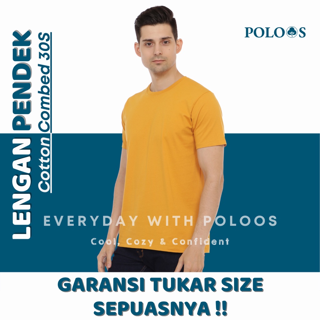 Baju Kaos Polos Pria Lengan Pendek Kuning Mustard