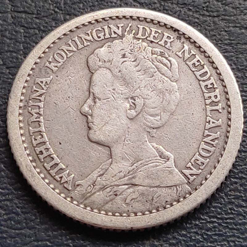Uang Koin Perak Kuno 1/2 Gulden Wilhelmina Mantel Tahun 1910 Rare Silver Coin