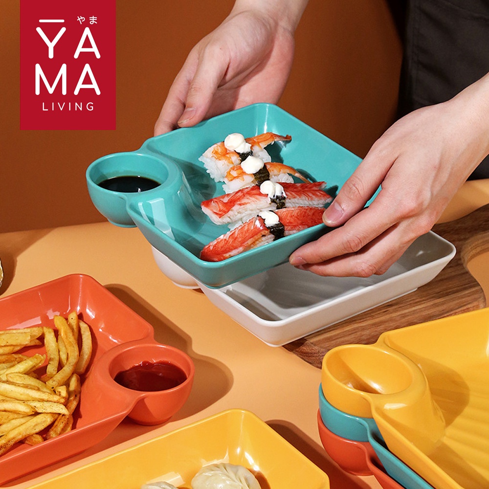 YAMA OMOIDE Plate With Sauce Bowl Piring Saji Saus Kentang Sushi Dimsum Siomay Snack