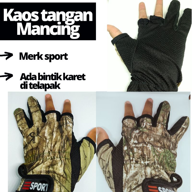 Sarung Tangan Mancing , Kaos Tangan Mancing Anti Slip Merk Sport