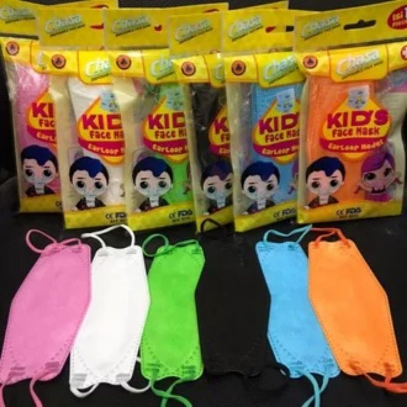 Masker Anak KF94 Anak Chasa Polos No Motif isi 10pcs