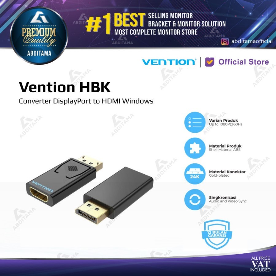 Vention Displayport to HDMI Converter Adapter 4K 1080P HD HBP HBK