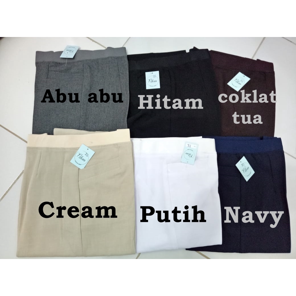 Celana Kerja Formal Wanita Celana Bahan Celana Kantor Celana Pinggang Karet Anti Begah Basic Jumbo Big Size S,m,l,xl/Celana Kantor/Celana Kerja Wanita Nhm