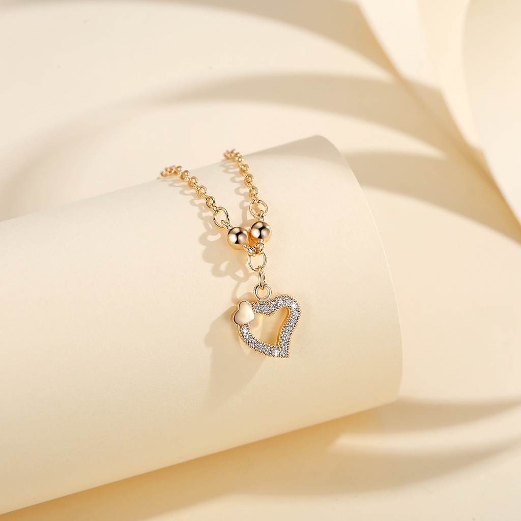 Y612 【COD】 Kalung Liontin Hati Terbaru Kalung Hati Berlian Rantai Lapis Emas Aksesoris Wanita Fashion