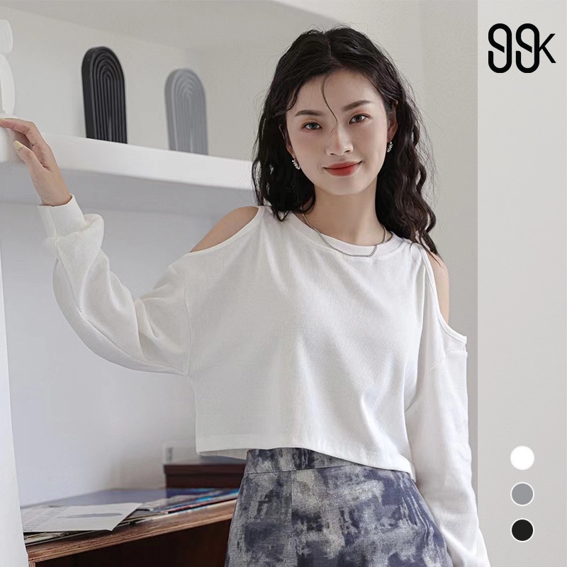 Korean Style Cropped Long Sleeves Sweater 1222  (S/M/L)