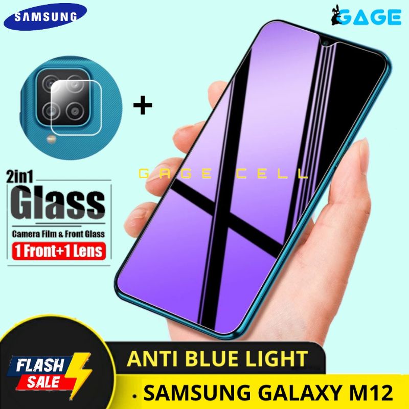 2in1 TEMPERED GLASS ANTI BLUE LIGHT SAMSUNG GALAXY M12 TG ANTI GORES RADIASI GALAXY M12 FULL LAYAR