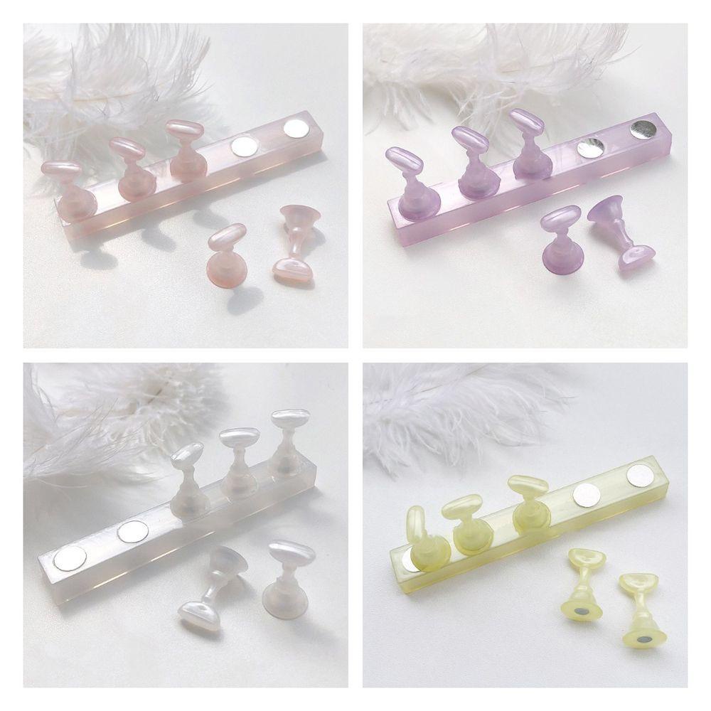 Rebuy Fake Nail Tip Holder 5Pcs Jelly Alat Pajangan Kuku Palsu Magnetic Tips Nail Art Training Manicure Tools Stand Latihan Nail Art