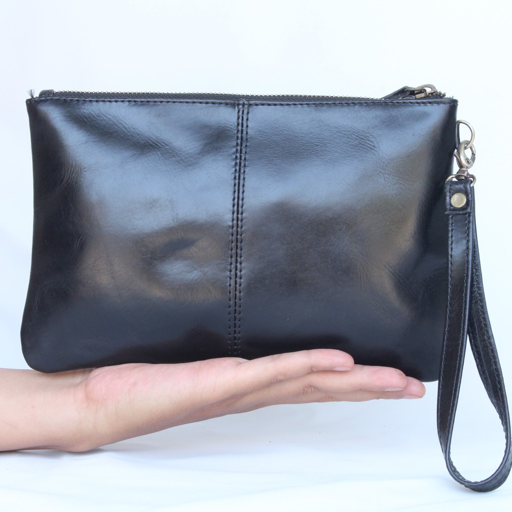 TAS KULIT POUCH PRIA WANITA MALIKA / FREE GRAVIR NAMA