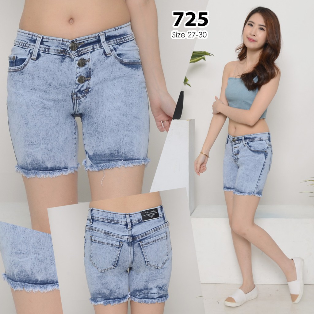 ( Bisa COD ) MC girl Hot Pant Jeans Kancing 3 Rawis Wanita / Hotpants Jeans / Celana Pendek Jeans