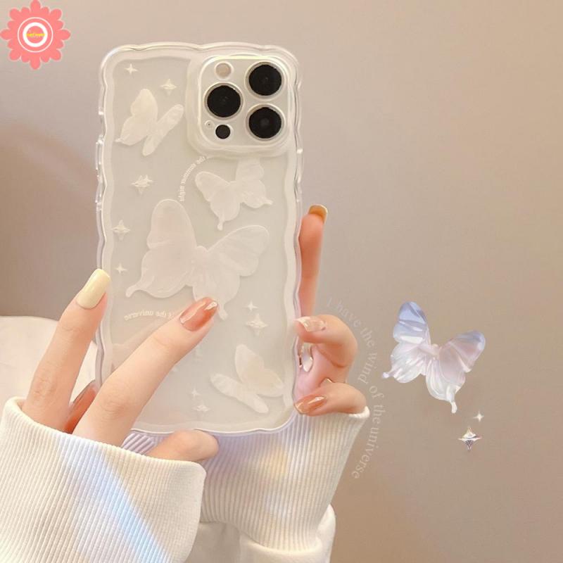 Soft Case Tpu Transparan Motif Bunga Kupu-Kupu Untuk iPhone 7Plus 8Plus XR 12 13 11 Pro Max X XS Max 6 6S Plus 7 8 SE 2020 Butterfly