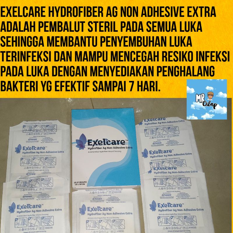 Pembalut Luka Modern Exelcare Hydrofiber Ag (Silver) Extra 10x10