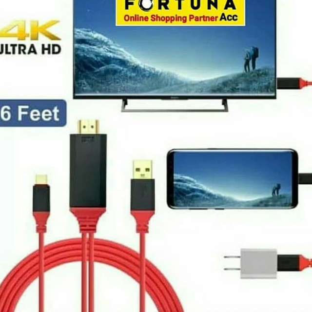 Kabel HDMI Type-C Mirroring Usb Type C HDTV 4K 2M kabel hdmi hp ke tv - Kabel data - type c to hdmi