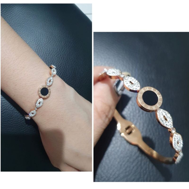 Gelang Titanium Asli Rosegold Premium Quality bahan bagus Bracelet Stainless Steel Ori 1888w