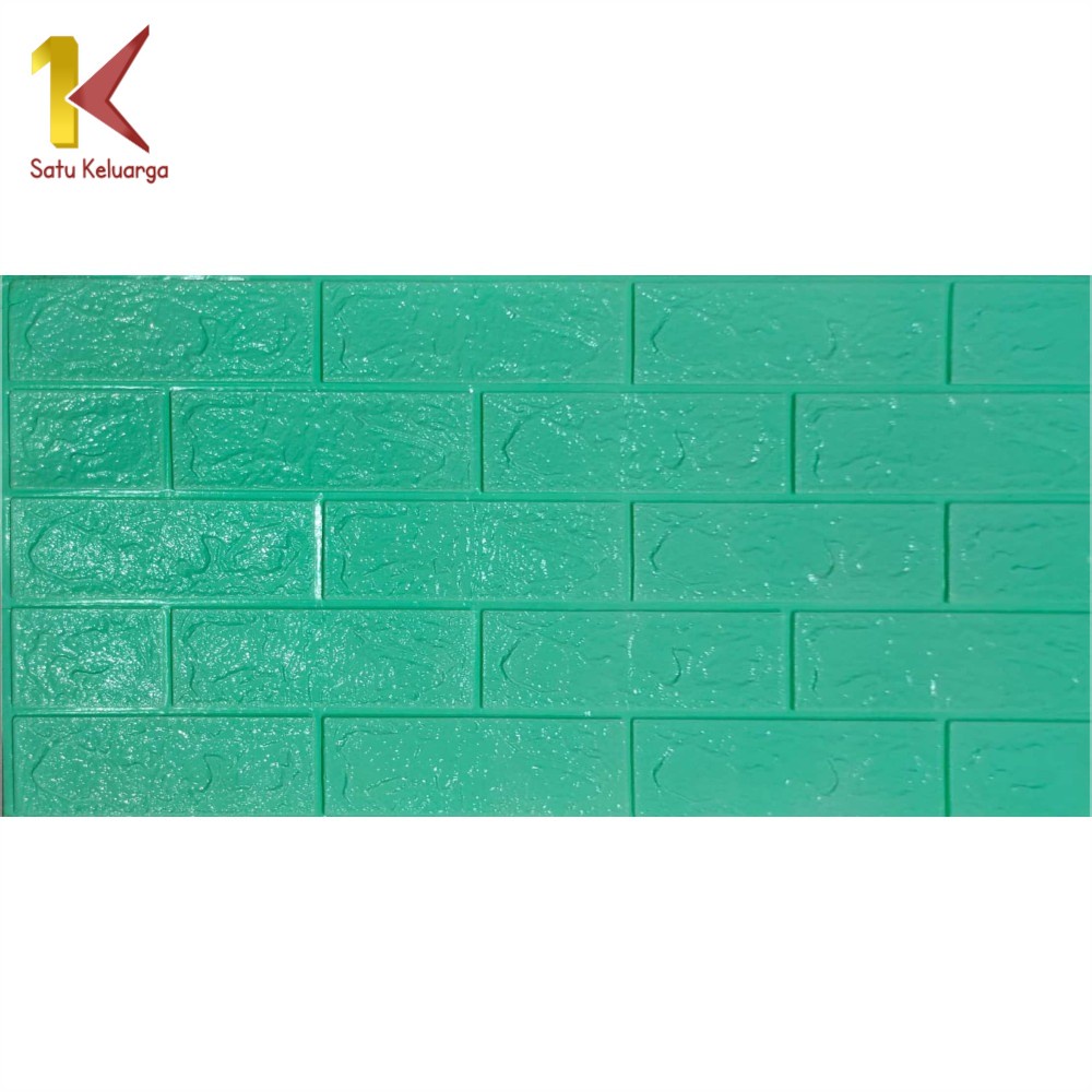 Satu Keluarga Walpaper Stiker Dinding Dekorasi Kamar C206 Wallpaper Dinding Foam 3D Kecil Motif Batu Bata-BatuBata HIJAUKUNING