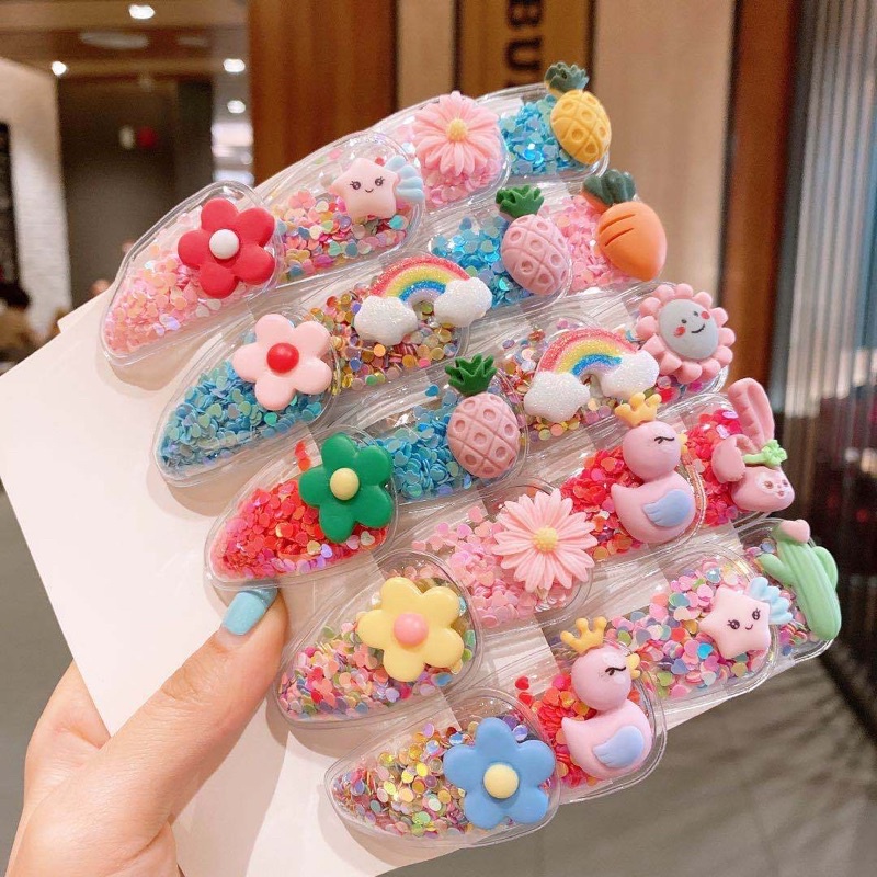 Isi 10 Jepit Rambut Anak Korea Bling Bling Fruity Women Hair Clip Set