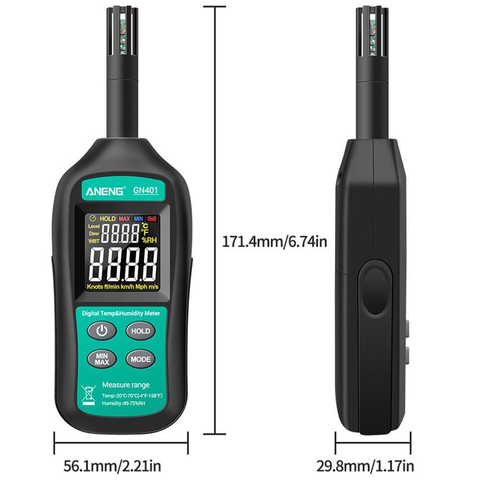 Solighter Pengukur Kelembaban Suhu ANENG GN401 No Contact True RMS Digital Air Thermometer