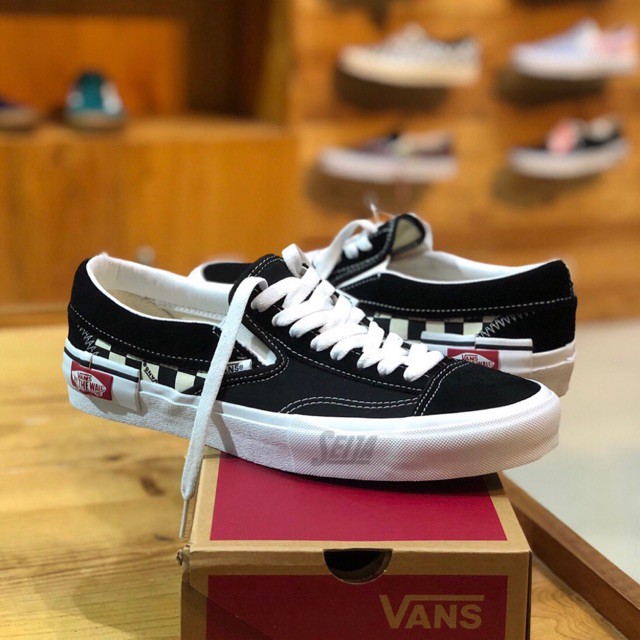 vans slip on cut and paste black white
