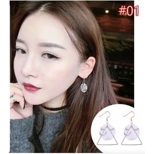 Anting Korea Import Segitiga Simple Round Marble