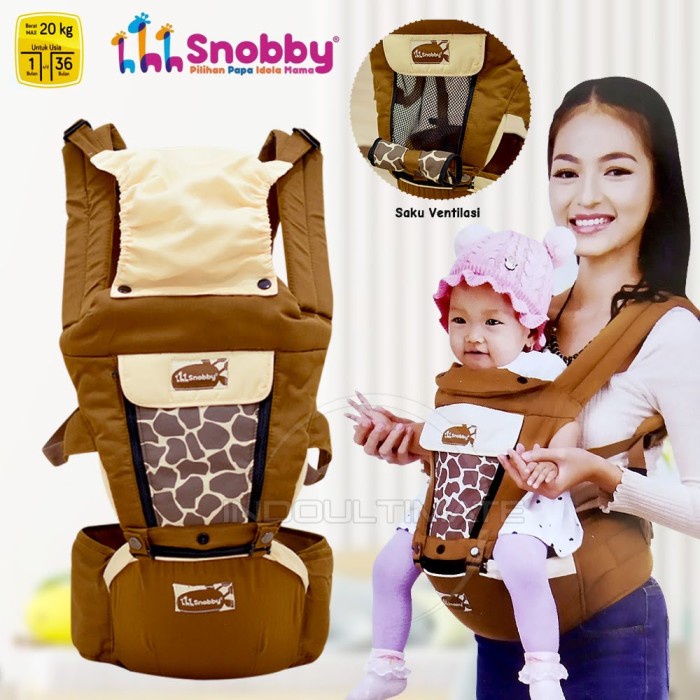 SNOBBY Gendong hipseat bayi BY-552 Gendongan carrier duduk depan - Brown Tiger