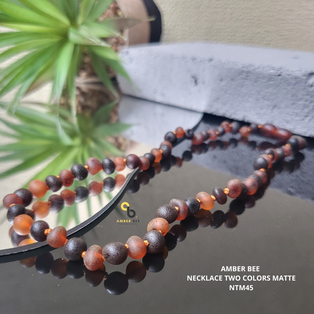 Kalung Amber Baltic Balita &amp; Anak Tumbuh Gigi Premium Matte Cognac Cherry NMCC45