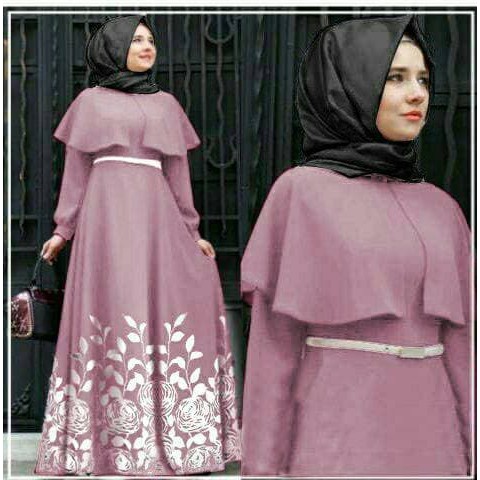 pakaian Gaun muslim ibu islami aop d setelan st hijab muslim andiani DUSTY / baju wanita dress untuk