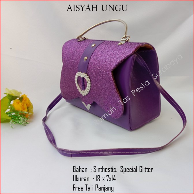 Tas Imut,Tas Kondangan,Tas Gliter,AISYAH UNGU