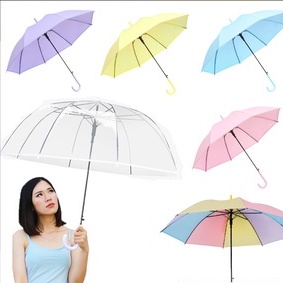 payung Transparan Style Korea Jepang Polos Warna Warni Payung Lipat Bening Cantik Payung Rainbow Umbrella Fashionable Candy