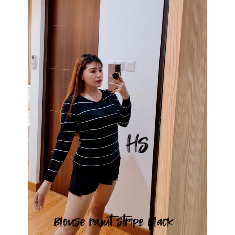 BLOUSE STRIPE RAJUT REALPICT/ATASAN RAJUT STRIPE BERSKA PJ/REALPICT