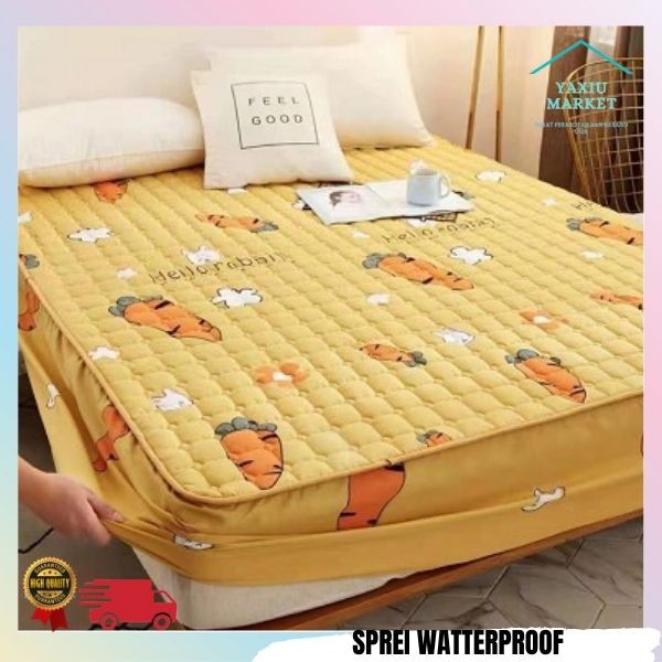 Sprei Waterproof / Sprei Protector bermotif / Sprei anti air ukuran 180x200CM SPREI WATERPROOF-ORANGE WORTEL