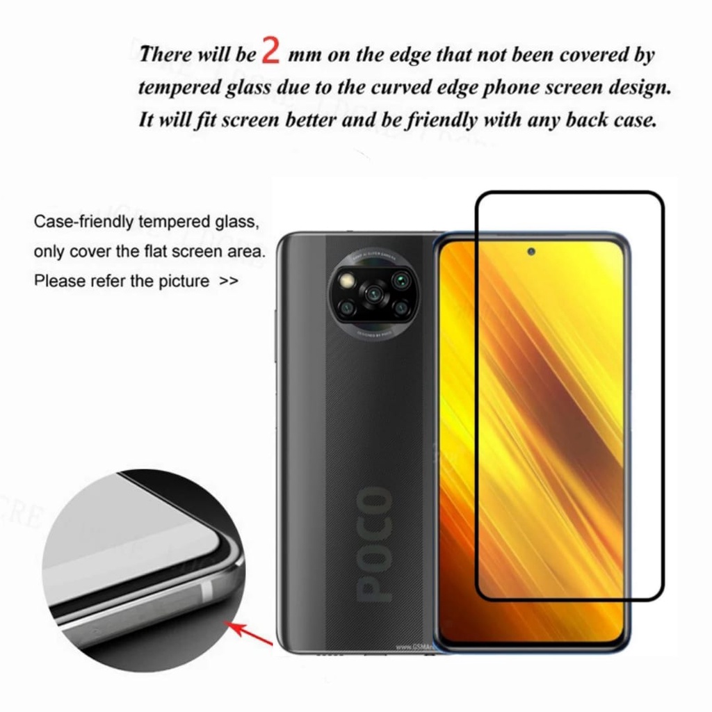 Promo Tempered Glass XIAOMI POCO X3 NEW  TG Layar FULL COVER Black Premium Anti Gores Kaca