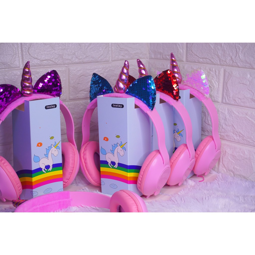 Headphone Bando Tanduk Unicorn Dan kuping Imut Untuk Buah Hati Suara Mantap