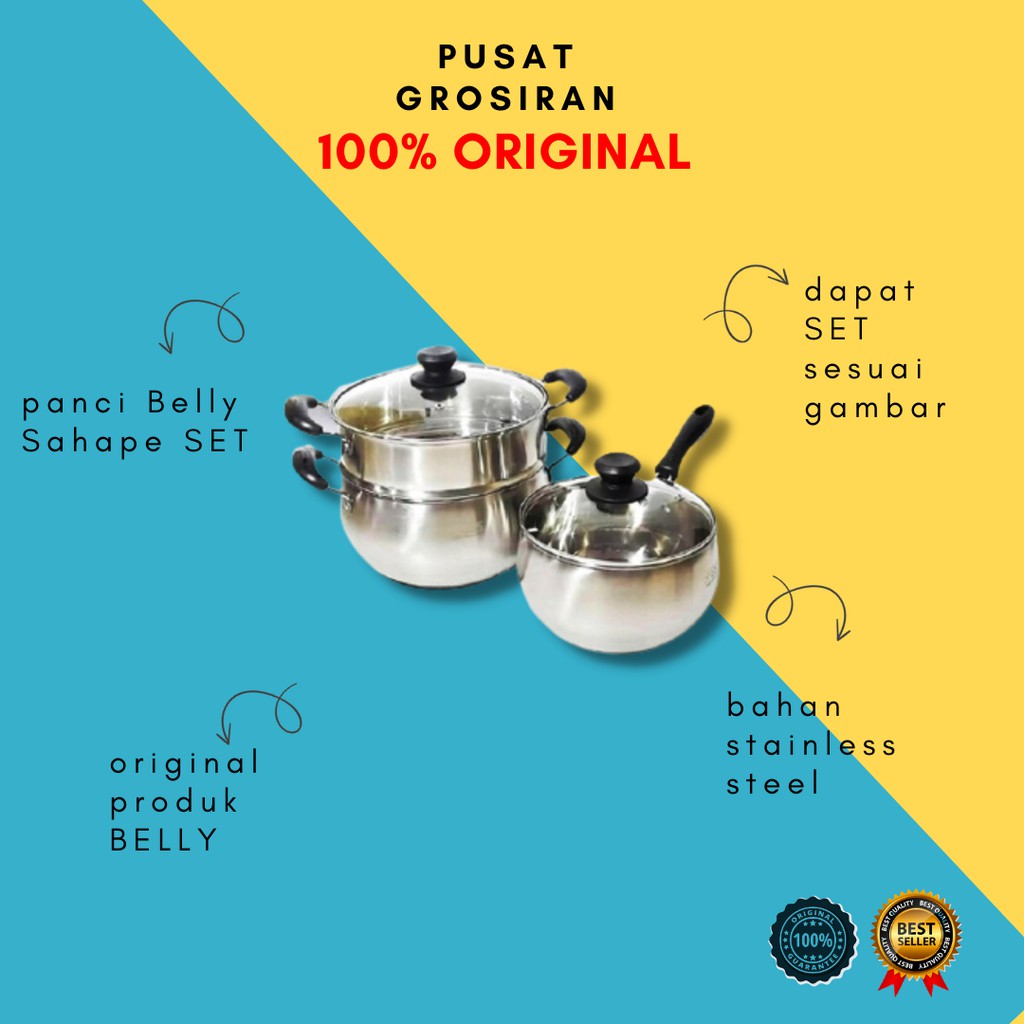 Panci Kukusan Bahan Stainless Steel Panci Belly Shape Kualitas Terbaik Set Murah Promo W9u8