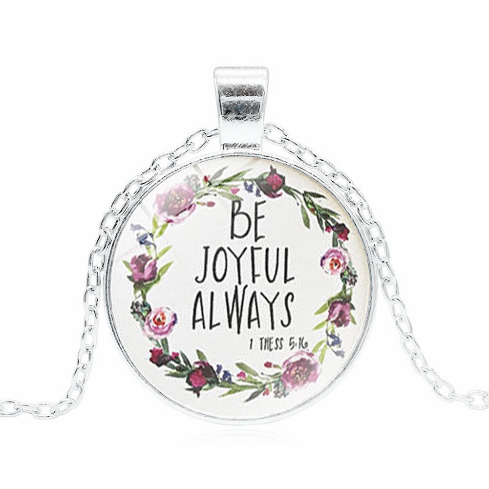 Hu Hu Hu Hu Hu Alat Bantu Pasang Kacamata♡ Kalung Rantai Liontin Cabochon Kaca Motif Alkitab Kristen Untuk Priawanita