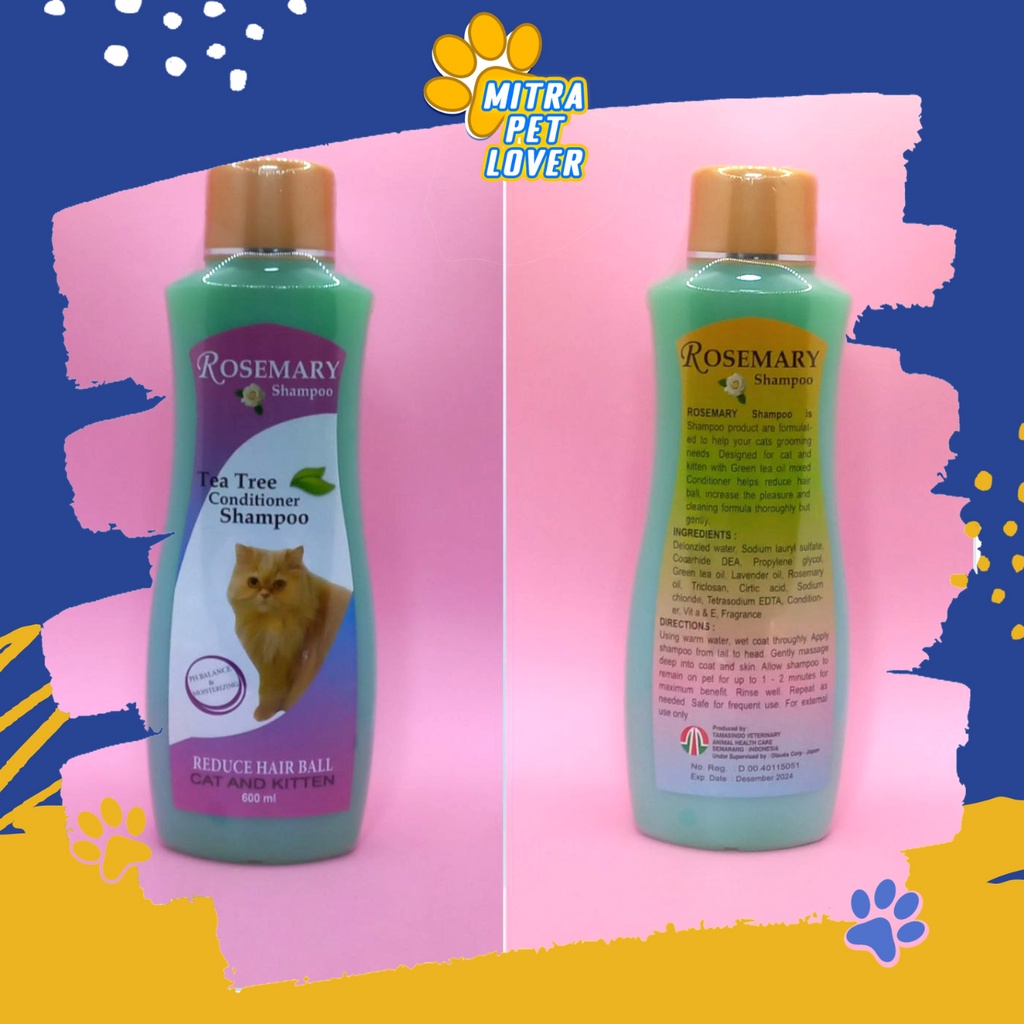 SHAMPO &amp; CONDITIONER KUCING - ROSEMARY CAT SHAMPOO 600 ML - BULU HALUS LEMBUT BERSIH WANGI HARUM SEGAR SAMPO KITTEN - MURAH GARANSI KUALITAS ASLI ORIGINAL - PET ANIMAL HEALTHCARE VETERINARY TAMASINDO OBAT &amp; VITAMIN HEWAN BINATANG PELIHARAAN MITRAPETLOVER