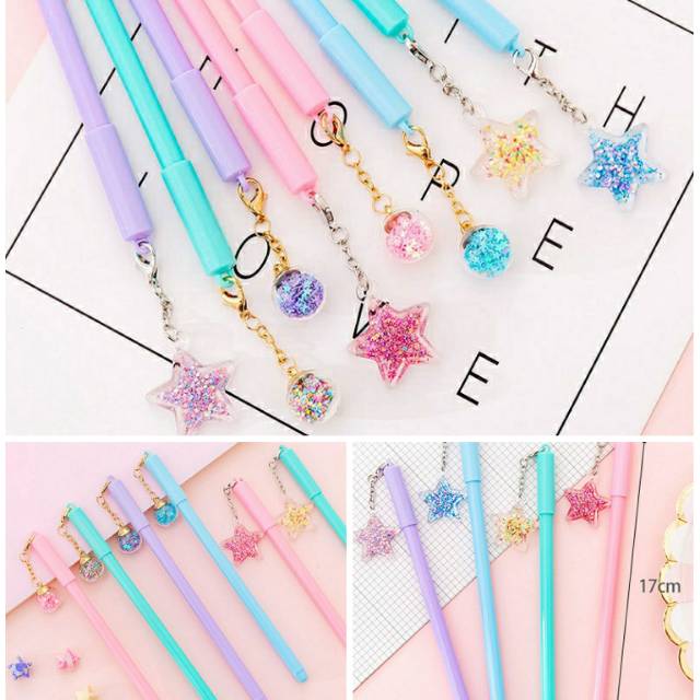 

Star Pendant Gel Pen / Bulpen Bintang Ala Korea Lucu Unik