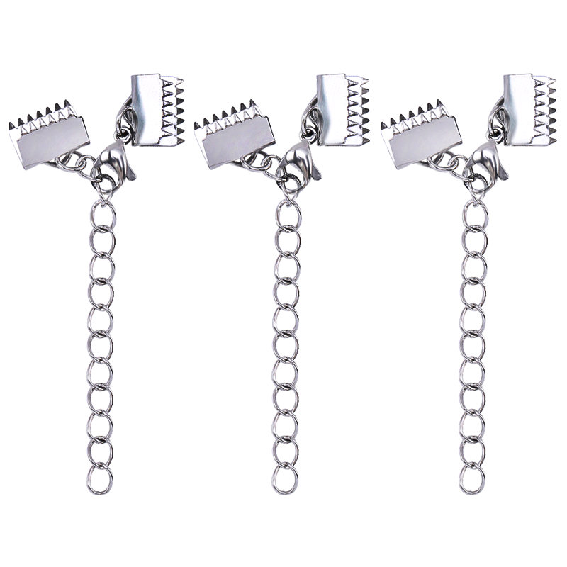 10 sets 304 Pita Stainless Steel Berakhir Lobster Claw Clasps Extension Chain Connector Fastener Clasps Fit Leather Cord