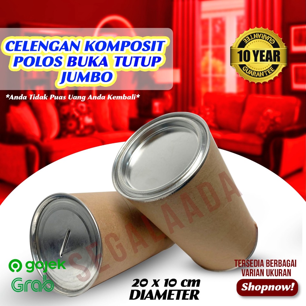 Celengan Polos Komposit Medium 10 x 20cm Buka Tutup