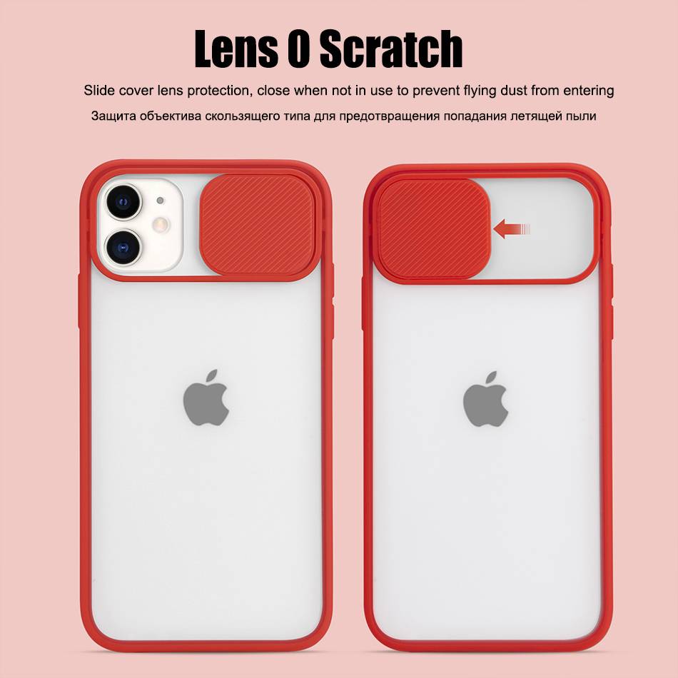 For iPhone 11 12 Mini Case 11 Pro Max Push Camera Protection Matte Clear Shockproof Case For iPhone XR X XS Max 8 7 Plus Cover