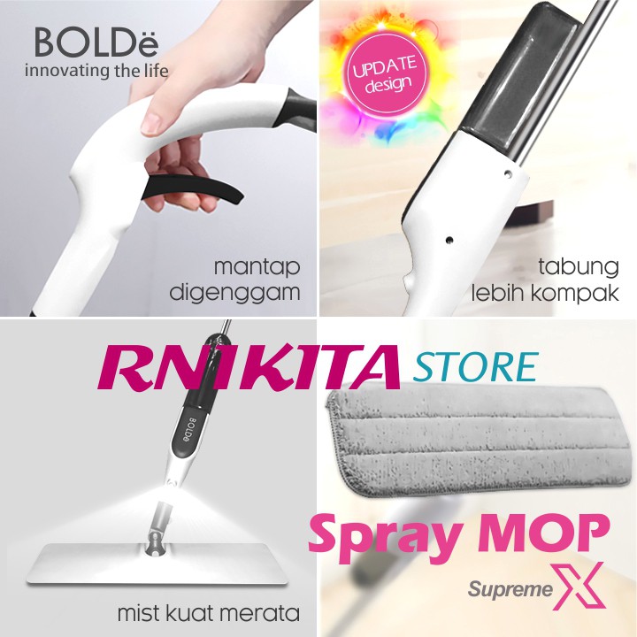 BOLDe SPRAY MOP SUPREME X 2 KAIN - Alat Pel Minimalis Cara Kering